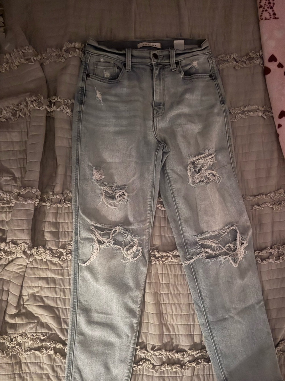 eunina Light Blue Distressed Boyfriend Jeans
